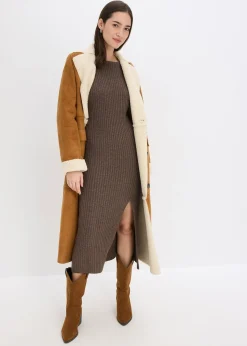 Femme bonprix Maille|Robes|Robe pull longue avec fente