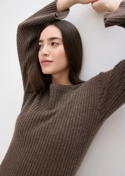 Femme bonprix Maille|Robes|Robe pull longue avec fente