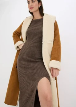 Femme bonprix Maille|Robes|Robe pull longue avec fente