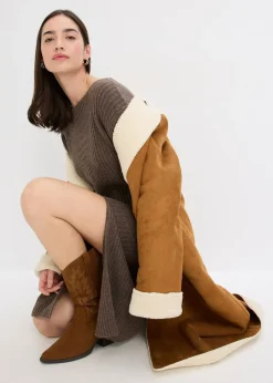 Femme bonprix Maille|Robes|Robe pull longue avec fente