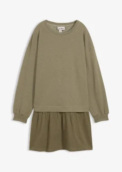 Femme bonprix Sweats|Robes|Robe sweat avec jupe tissée