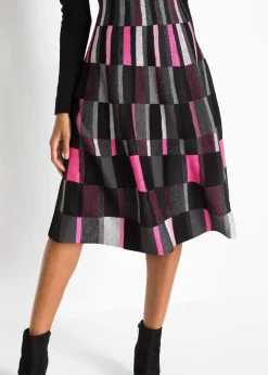 Femme bonprix Maille|Robes|Robe évasée en maille à motif jacquard