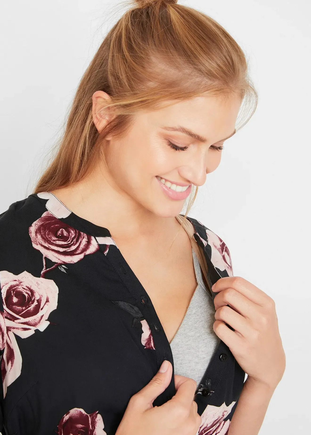 bonprix Robe-blouse de grossesse et d'allaitement en viscose fluide|Femme Femme Enceinte