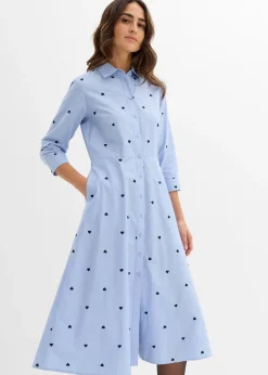 bonprix Robe-chemise 100% coton|Femme Tailles Petite