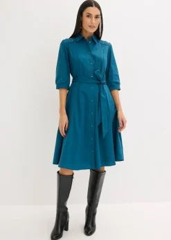 bonprix Robe-chemise avec dentelle et lien à nouer|Femme Tailles Petite|Robes