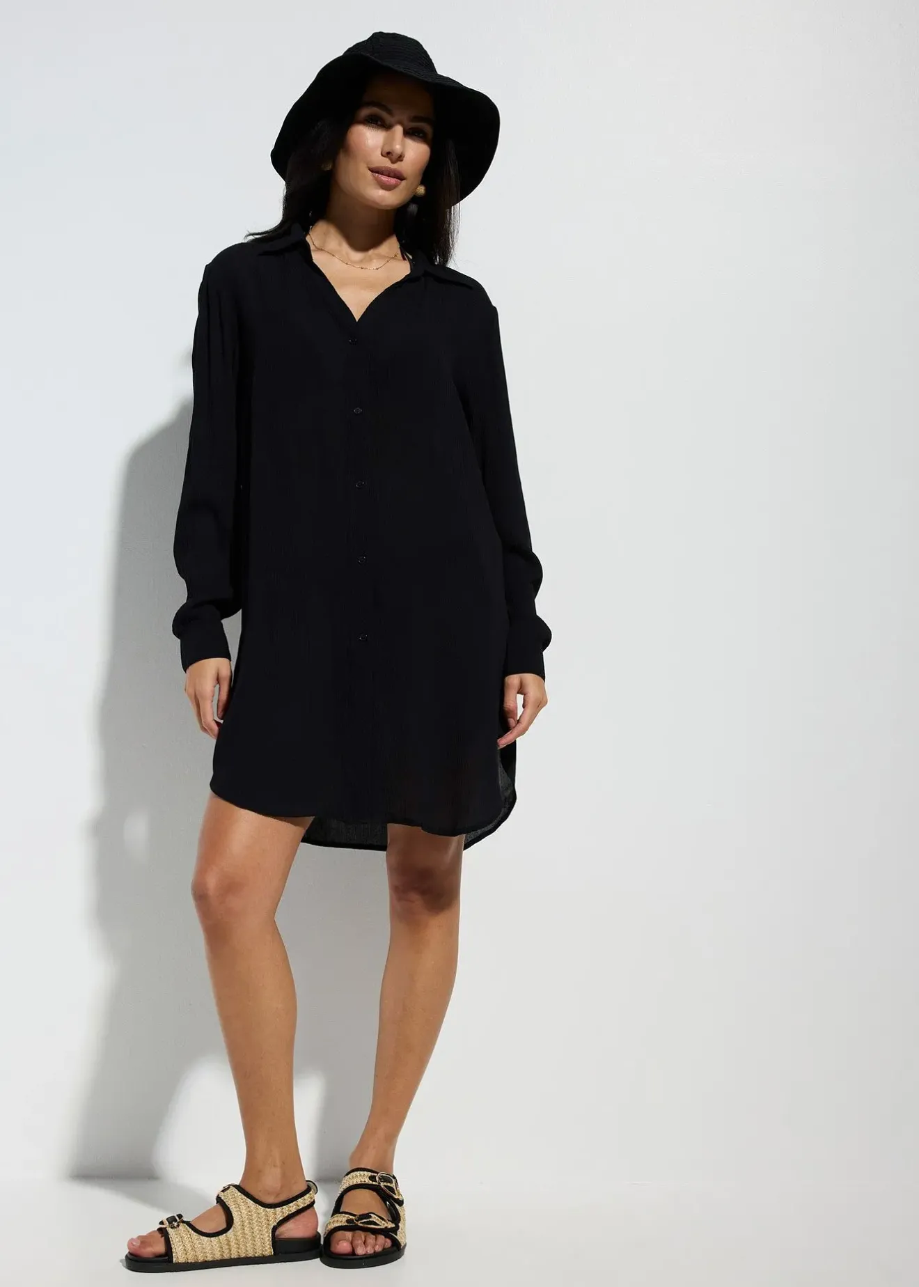 bonprix Robe-chemise de plage en viscose fluide|Femme Vêtements De Plage|Robes