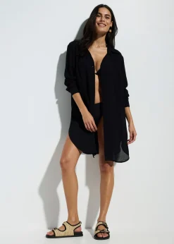 bonprix Robe-chemise de plage en viscose fluide|Femme Vêtements De Plage|Robes
