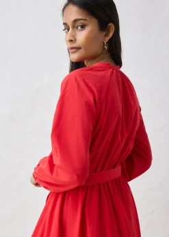 Femme bonprix Premium|Robes|Robe-chemise en coton et soie avec ceinture