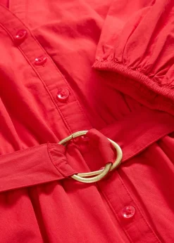 Femme bonprix Premium|Robes|Robe-chemise en coton et soie avec ceinture