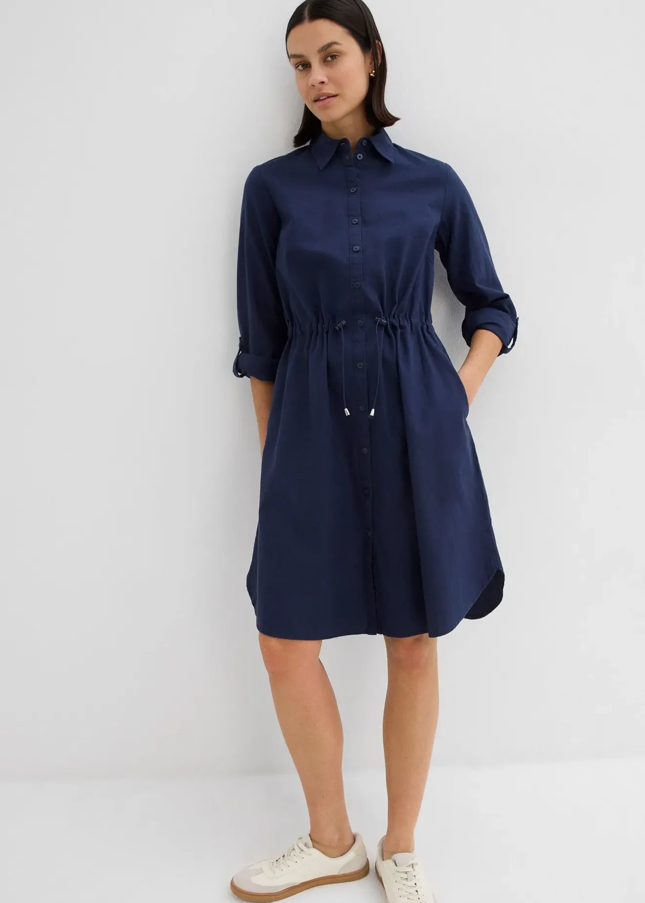 Femme bonprix Robes|Robe-chemise en lin et coton