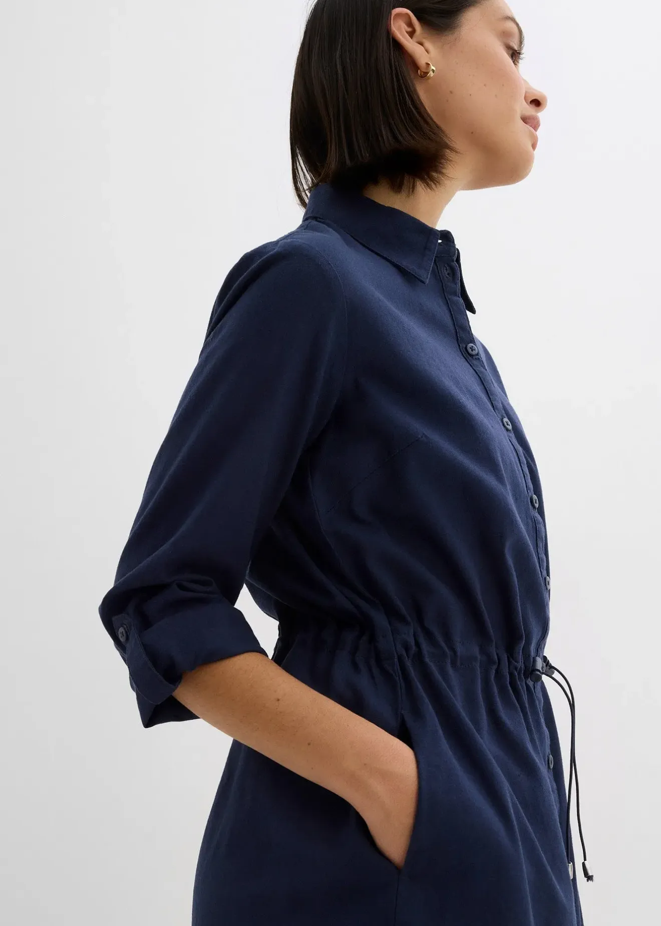 Femme bonprix Robes|Robe-chemise en lin et coton