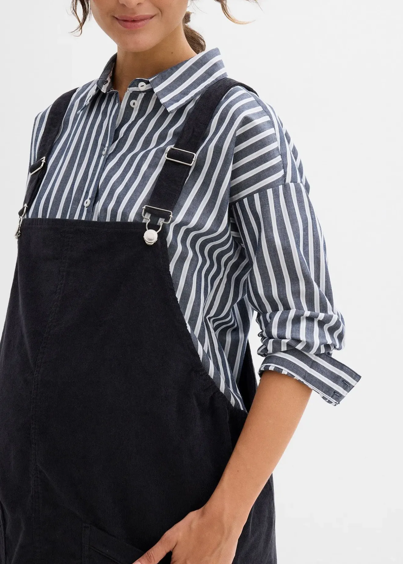 bonprix Robe-salopette de grossesse en velours côtelé extensible|Femme Femme Enceinte