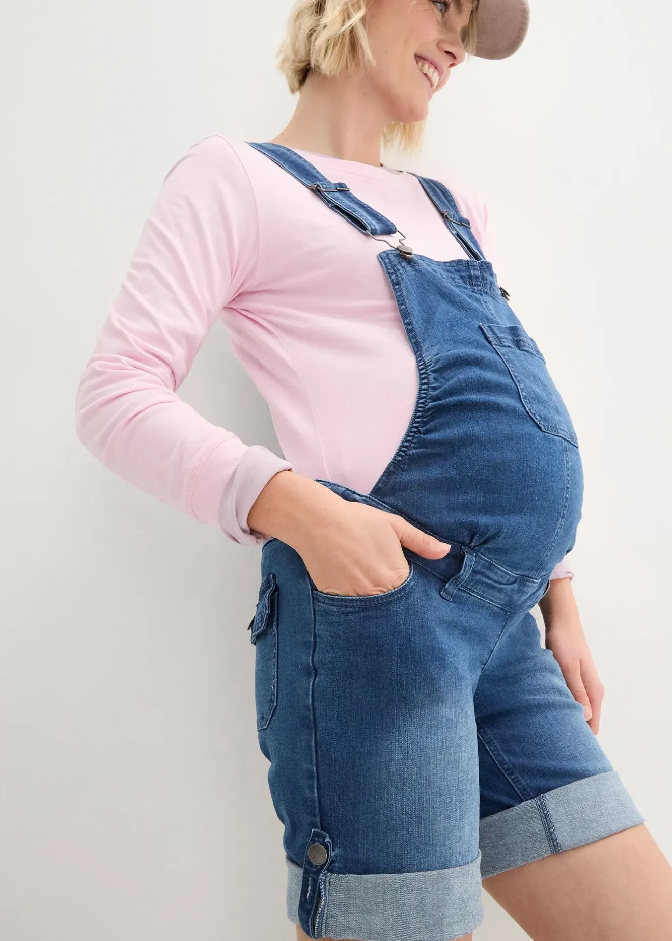 bonprix Salopette-short de grossesse en jean|Femme Femme Enceinte