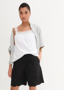 bonprix Short 100% coton avec taille élastiquée|Femme Shorts|Pantalons