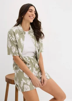 bonprix Short à taille élastiquée en viscose|Femme Shorts|Pantalons