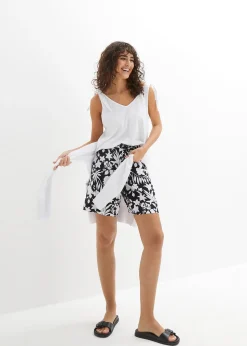 bonprix Short ample en viscose avec taille haute élastiquée|Femme Shorts|Pantalons