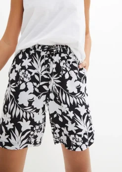 bonprix Short ample en viscose avec taille haute élastiquée|Femme Shorts|Pantalons