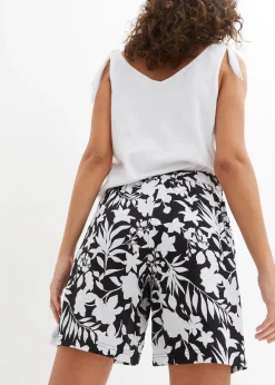 bonprix Short ample en viscose avec taille haute élastiquée|Femme Shorts|Pantalons