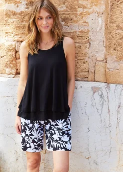 bonprix Short ample en viscose avec taille haute élastiquée|Femme Shorts|Pantalons