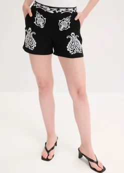 Femme bonprix Shorts|Pantalons|Short brodé en viscose mélangée