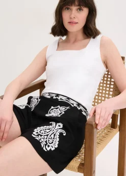 Femme bonprix Shorts|Pantalons|Short brodé en viscose mélangée