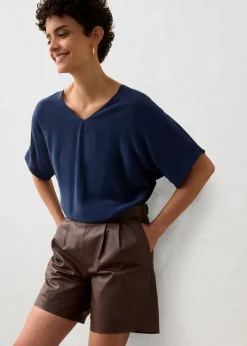 Femme bonprix Premium|Pantalons|Short en cuir nappa d’agneau