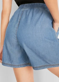 bonprix Short en denim léger avec du lin|Femme Shorts