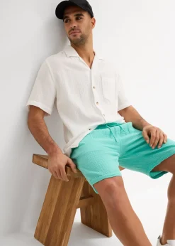Homme bonprix Shorts|Pantalons|Short en gaze 100% coton, Regular