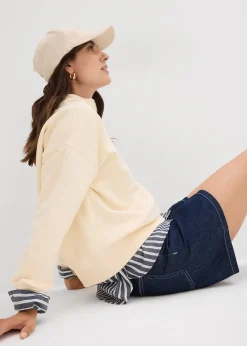 bonprix Short en jean taille haute, peu extensible|Femme Shorts|Jeans