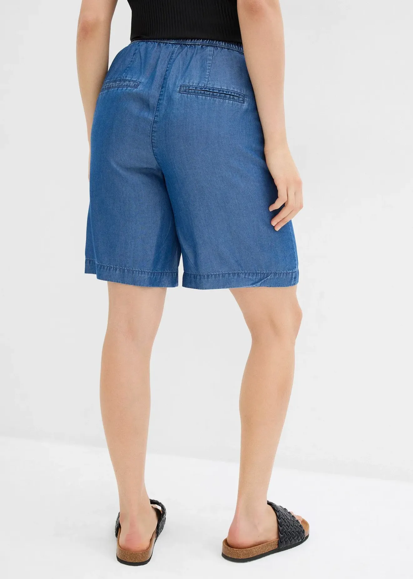 Femme bonprix Shorts|Pantalons|Short en Lyocell à taille élastiquée