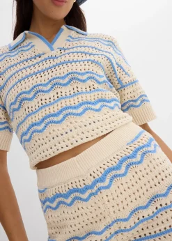 Femme bonprix Shorts|Pantalons|Short en maille aérienne coton et lin