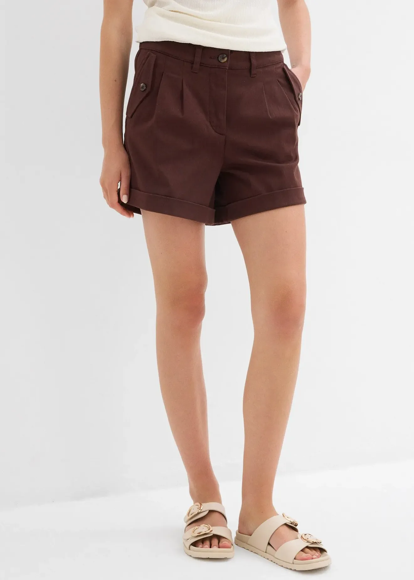 Femme bonprix Shorts|Pantalons|Short en twill, taille haute