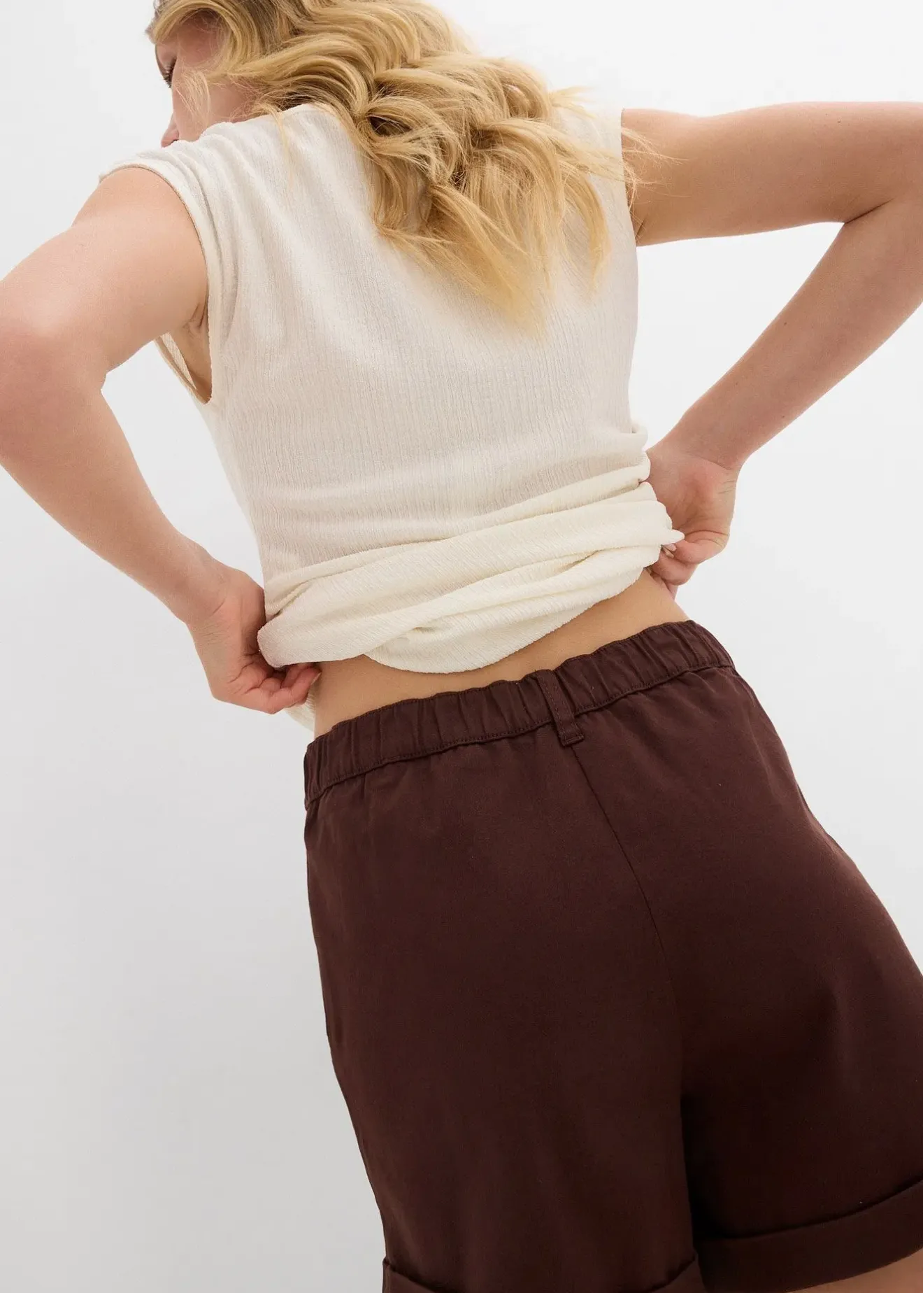 Femme bonprix Shorts|Pantalons|Short en twill, taille haute