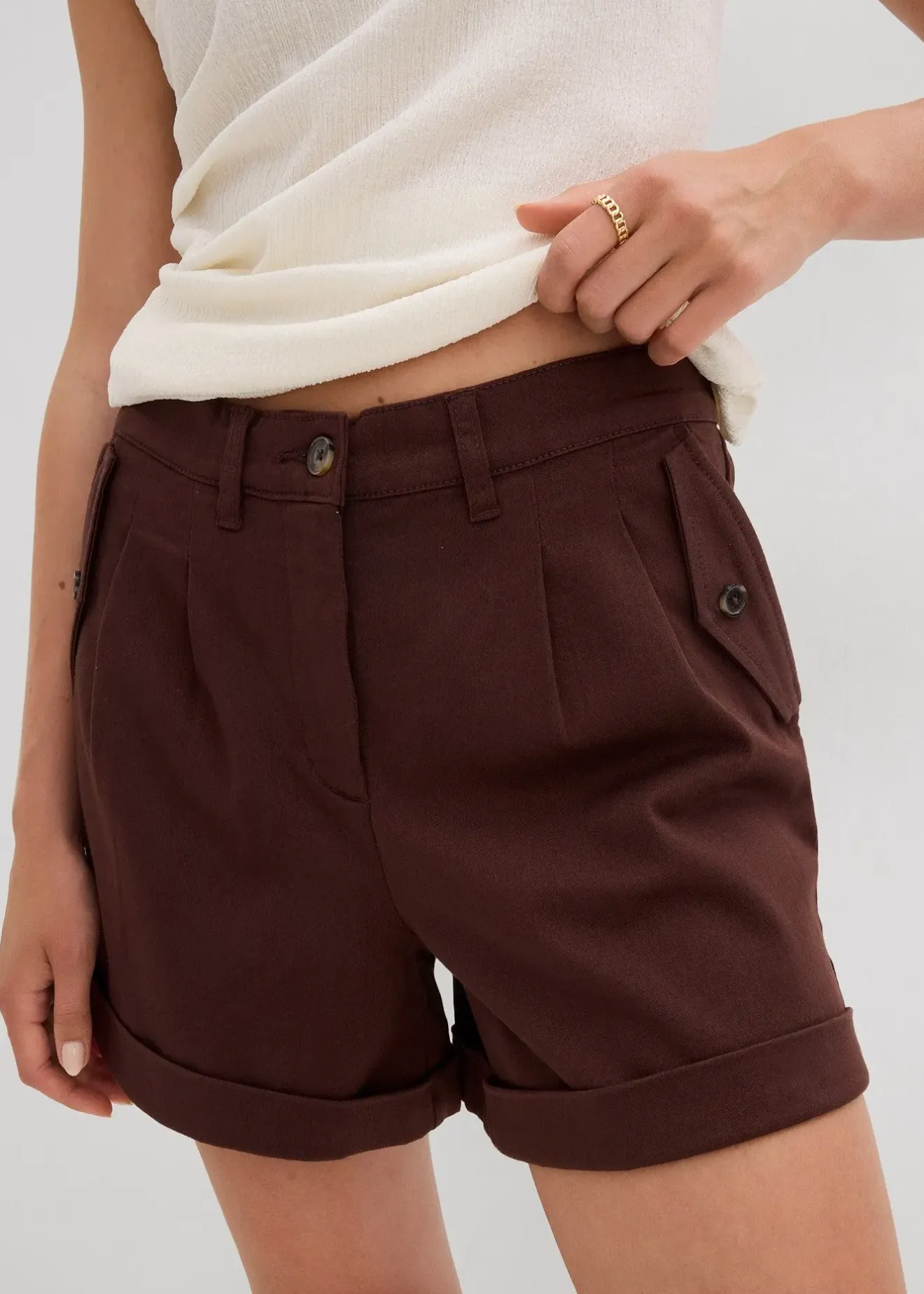 Femme bonprix Shorts|Pantalons|Short en twill, taille haute