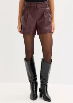 Femme bonprix Shorts|Pantalons|Short enduit avec ceinture