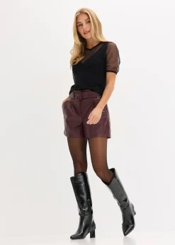 Femme bonprix Shorts|Pantalons|Short enduit avec ceinture