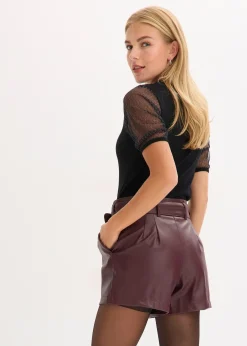 Femme bonprix Shorts|Pantalons|Short enduit avec ceinture