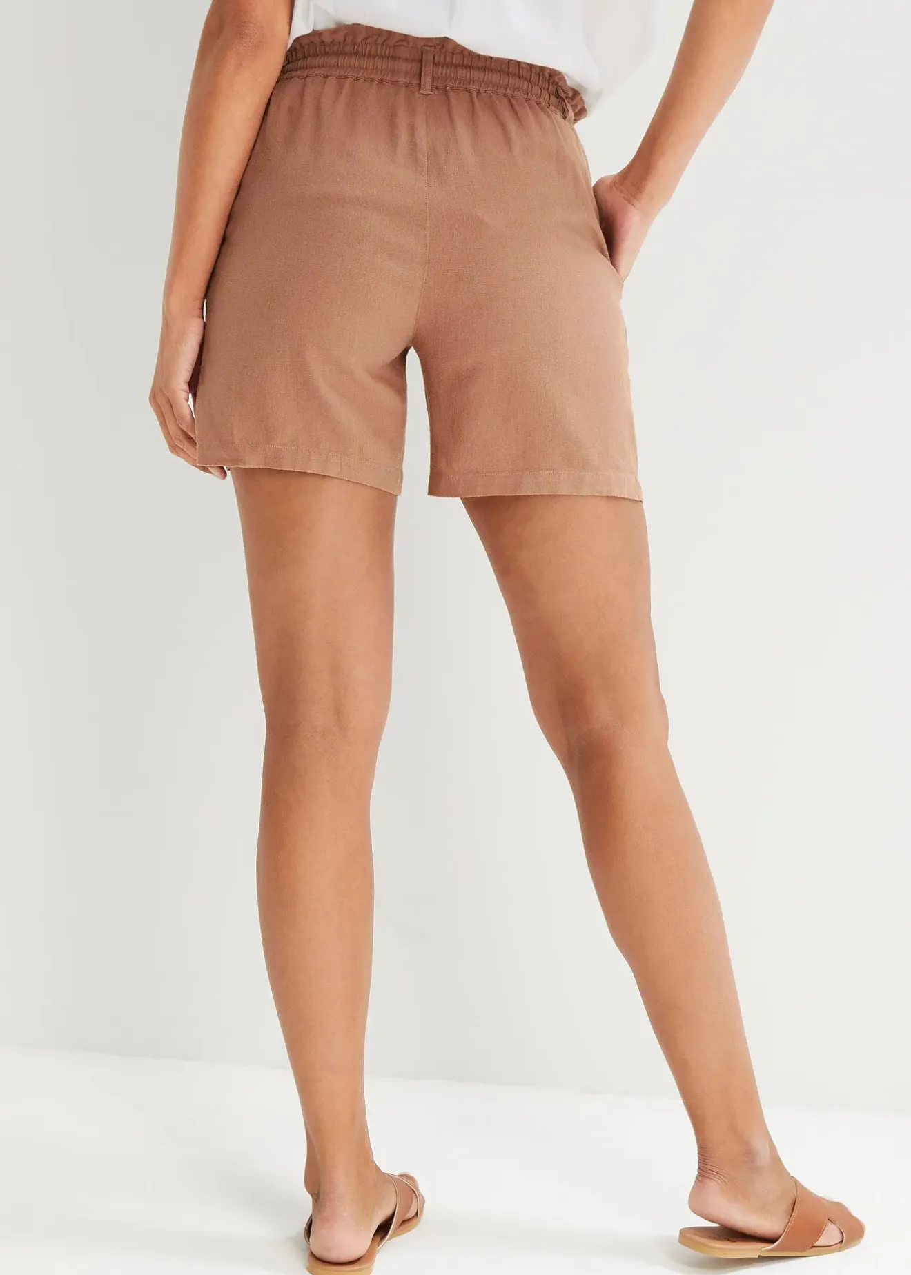 bonprix Short paper bag en lin mélangé|Femme Shorts|Pantalons