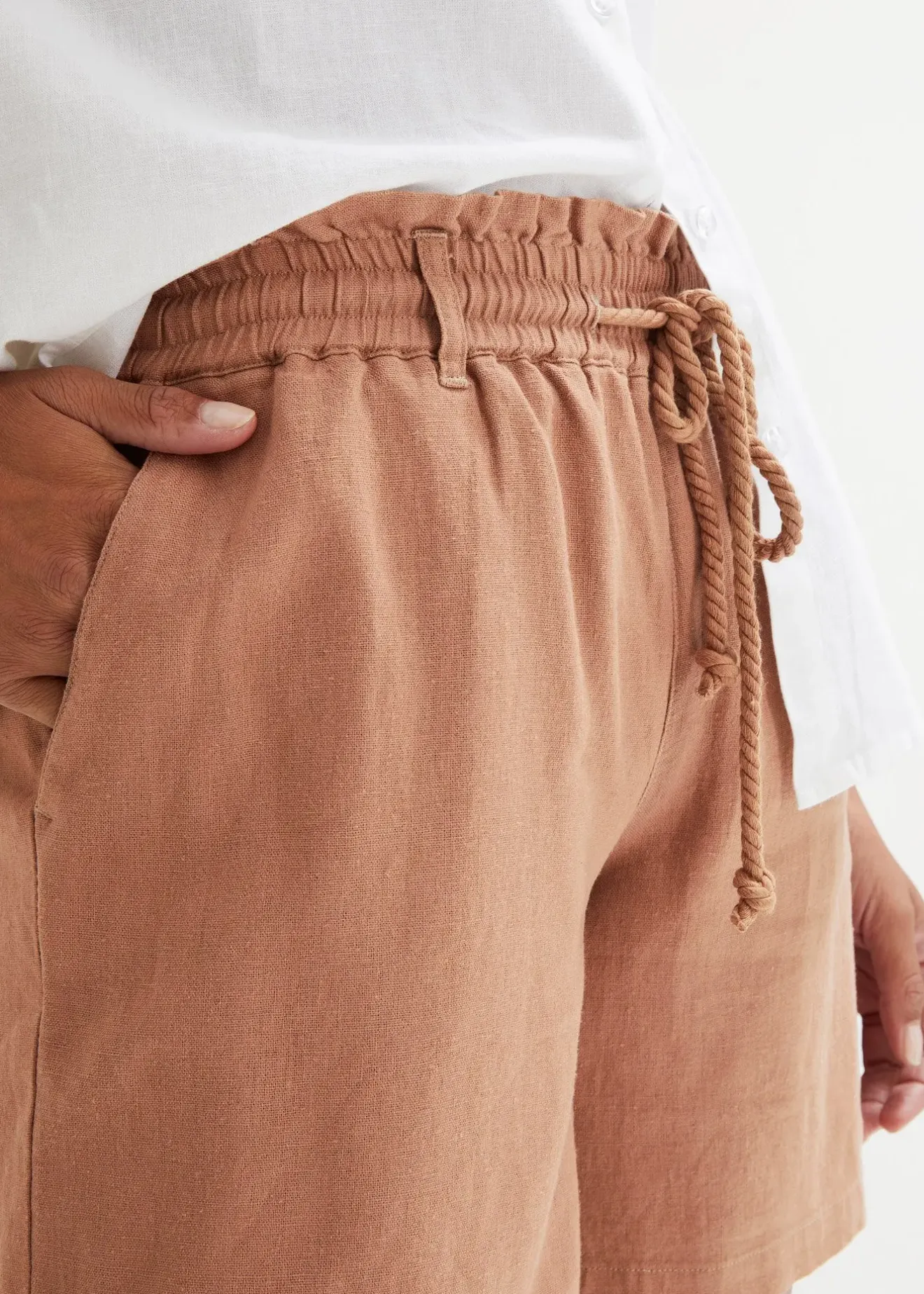 bonprix Short paper bag en lin mélangé|Femme Shorts|Pantalons