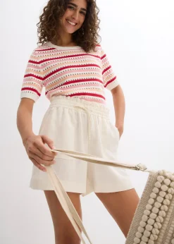 bonprix Short paper bag fluide en Lyocell mélangé|Femme Shorts|Pantalons