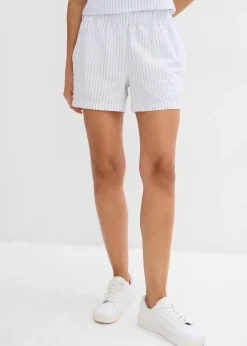 Femme bonprix Shorts|Pantalons|Short rayé taille élastiquée 100% coton