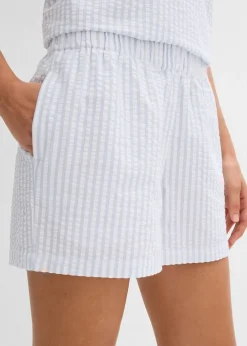 Femme bonprix Shorts|Pantalons|Short rayé taille élastiquée 100% coton