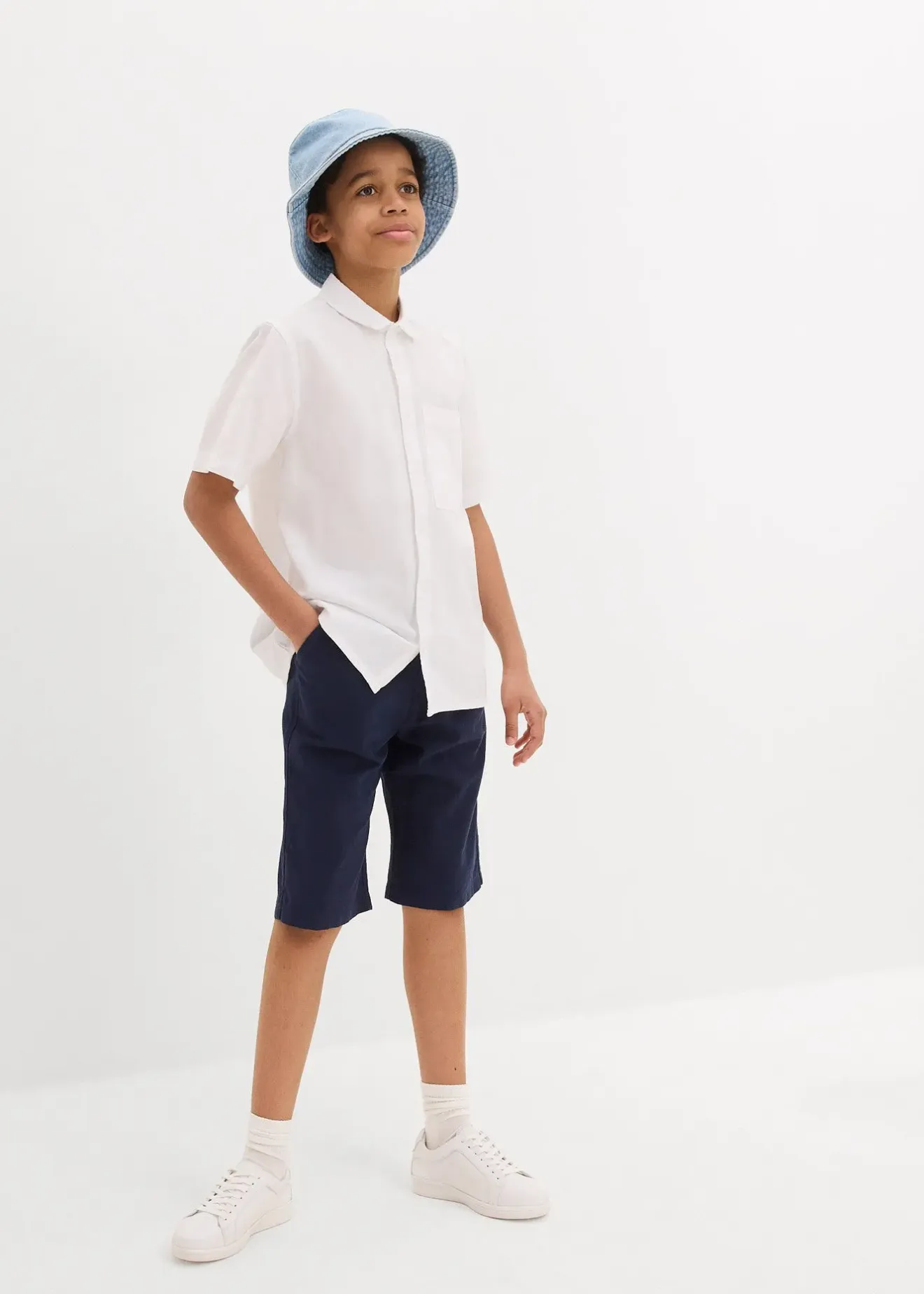 Enfant bonprix Vêtements Enfant|Garçons 9-16 Ans·Shorts|Short Regular à taille élastiquée en lin mélangé léger