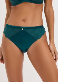 bonprix Slip en polyamide brillant avec dentelle|Femme Dessous|Bas