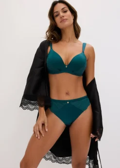 bonprix Slip en polyamide brillant avec dentelle|Femme Dessous|Bas