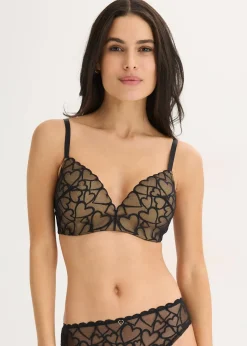 Femme bonprix Dessous|Soutiens-Gorge|Soutien-gorge à coques sans armatures, dentelle cœurs