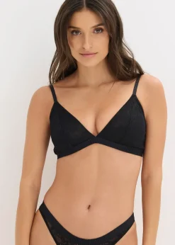 Femme bonprix Dessous|Soutiens-Gorge|Soutien-gorge triangle, sans armatures, texture côtelée douce