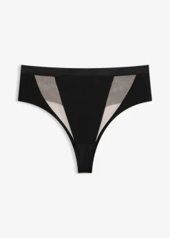 Femme bonprix Dessous|Bas|String taille haute à empiècement transparents