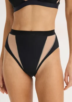 Femme bonprix Dessous|Bas|String taille haute à empiècement transparents