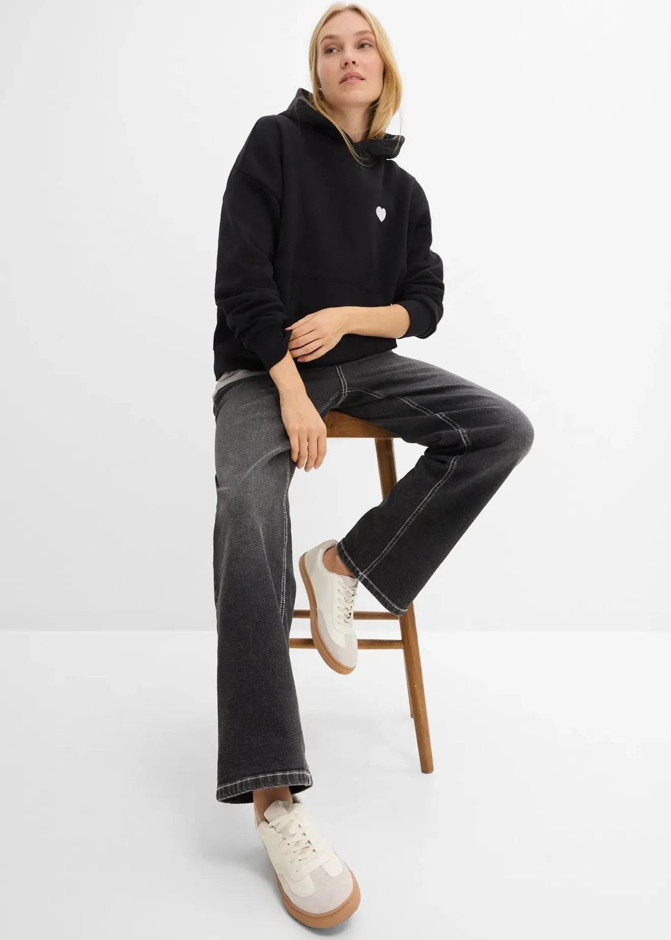 Femme bonprix Sweats|Sweat à capuche doux en coton mélangé